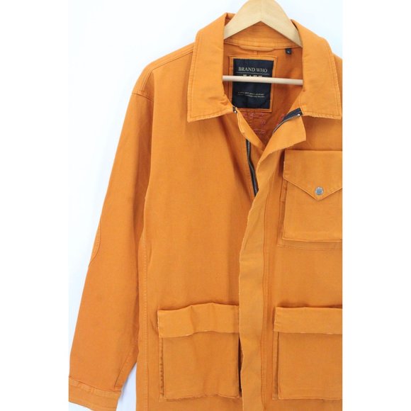 BRAND WHO Jacket Mens Orange Full Zip Designer Ask For More Embroidered Size XL - Picture 4 of 13